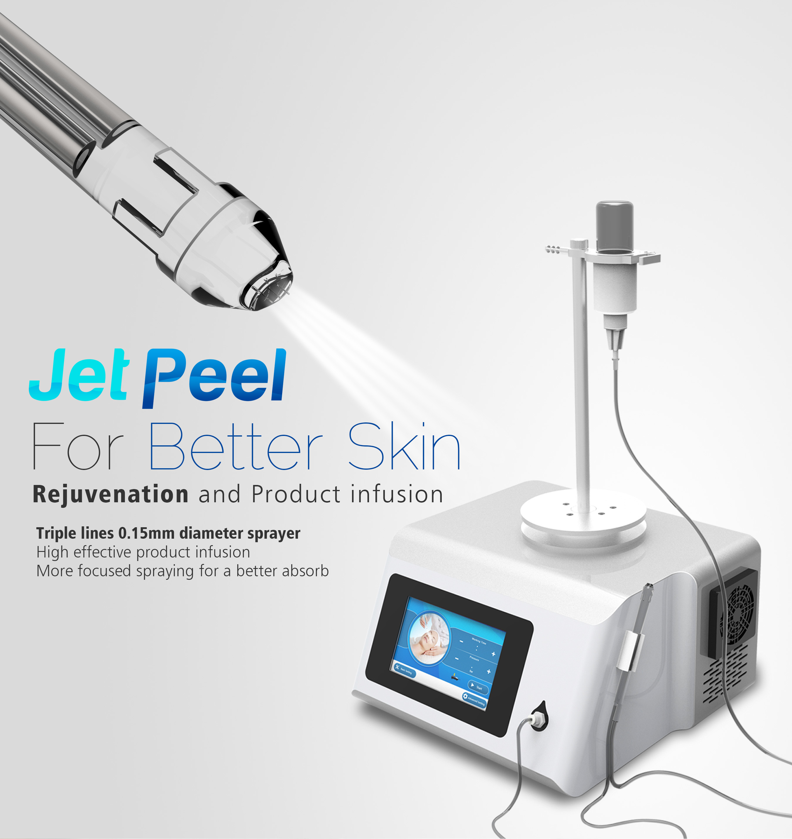 Huidzorg Jet Peel Machine Anti Inflammation die Rimpels Gemakkelijk Gebruik verwijderen